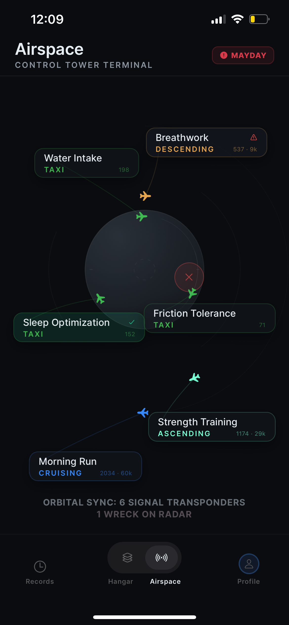 mayday! Airspace view showing routine planes at various stages.